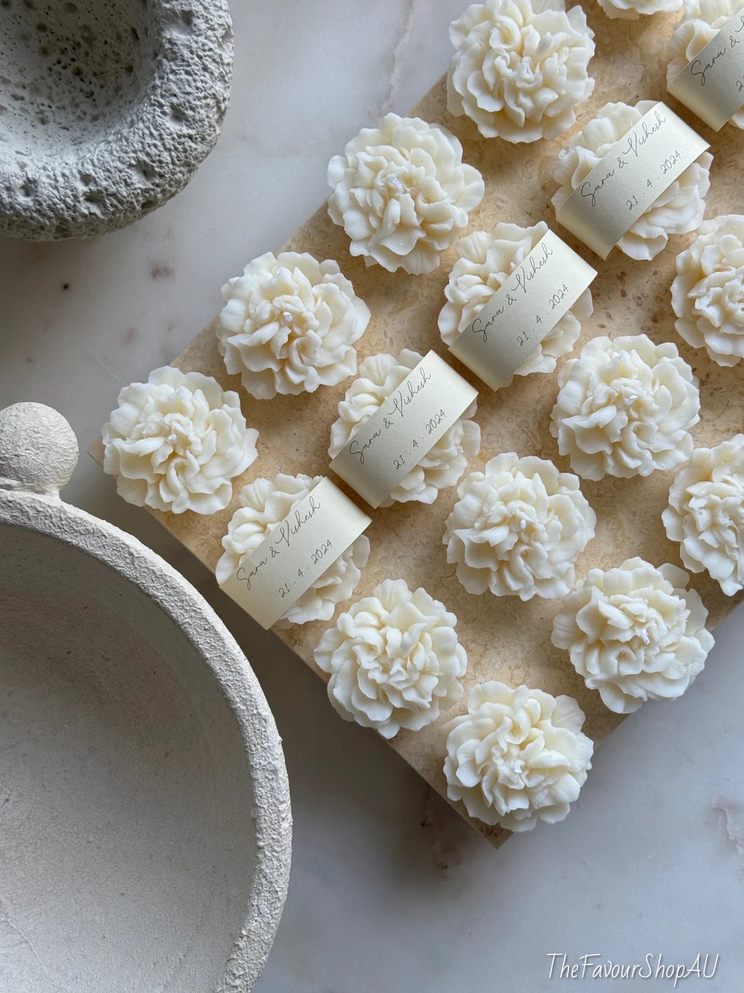 Mini Flower Candles blossom Candles With Personalised Tags Wedding Favours Scented / Unscented Ca... | Etsy (US)