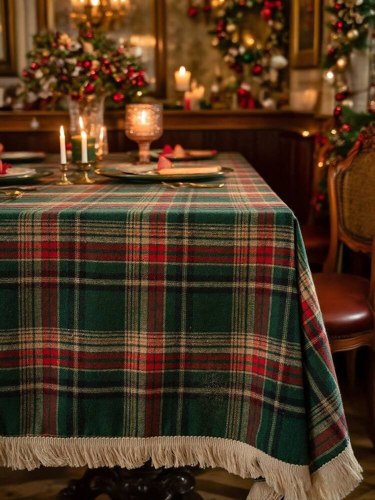 Green Tartan Plaid Tablecloth | SHEIN