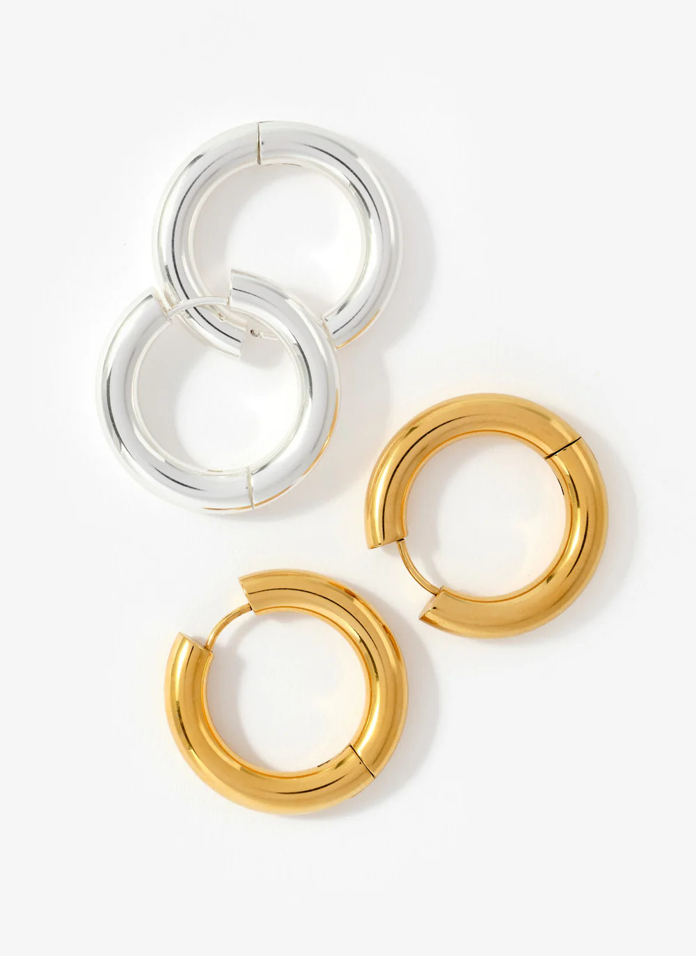 Gold Plated Stainless Steel Large Hoop Earrings | Mint Velvet