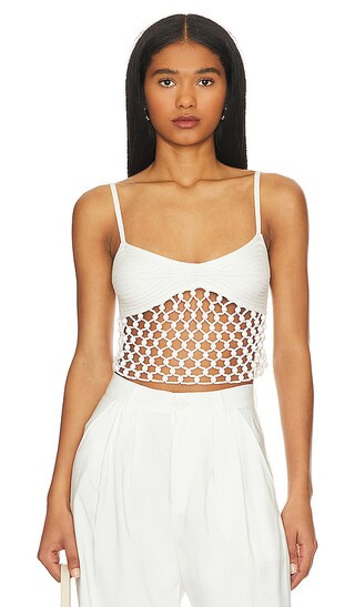 Nastasia Beaded Crochet Tank in White | Revolve Clothing (Global)