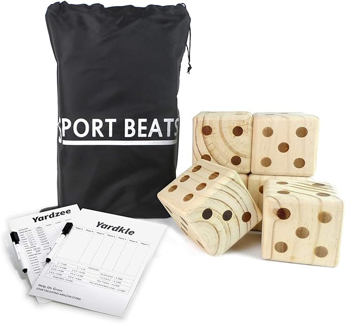SPORT BEATS Giant Wooden Yard Dice Set of 6 with Yardzee and Yardkle Rules for Yard Outdoor Games... | Amazon (US)
