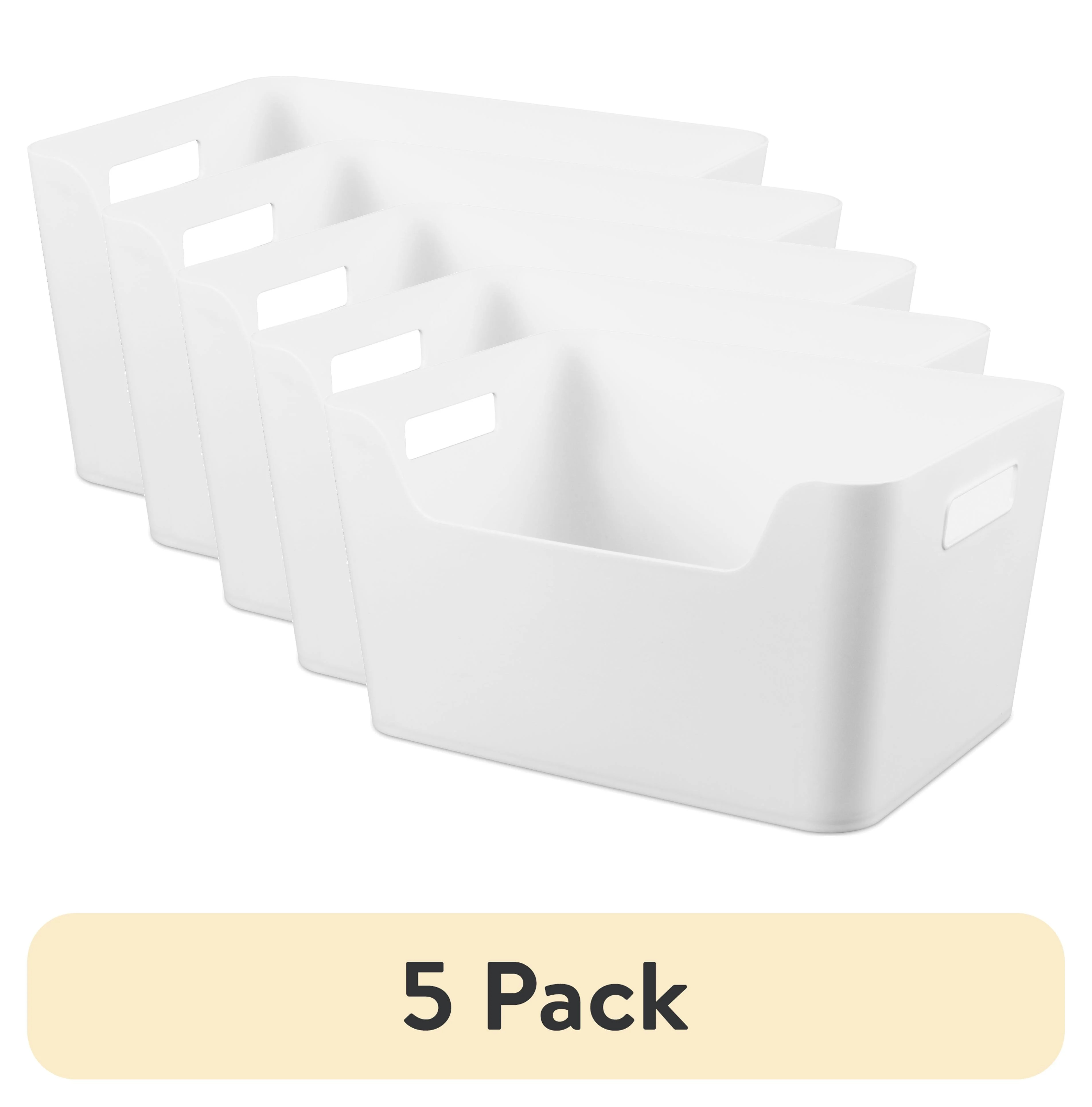(5 pack) Mainstays Large White Easy Access Plastic Storage Bin, 10.1 in x 12.9 in x 7 in - Walmar... | Walmart (US)