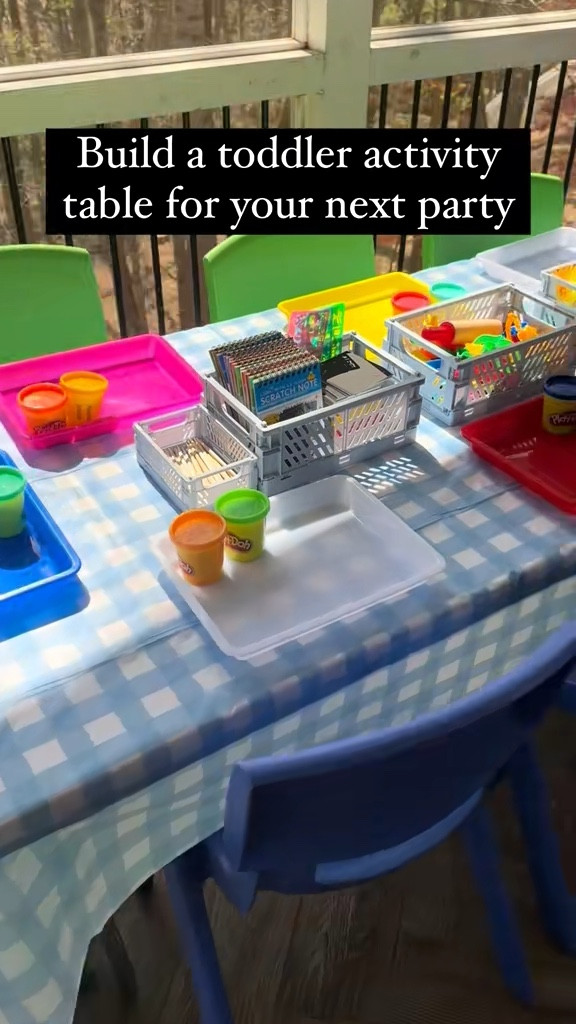 Entertaining a bunch of little kids?! Create a kids table full of activities to keep kids occupied and happy at your next event! Save this for ideas to create a kids activity table for your next event!
each child gets their own plastic tray, play-dough,
buy play-dough tools in bulk so
everyone has several to use,
squishy light up balls and rings scratch art with stencils
plastic table cloth for easy cleanup
* I rented the kids chair and table since 1 was already renting adult tables
Kids table
Kids party ideas
Keeping kids busy
Keeping kids entertained
Party hacks ve this kids busy
Keeping kids entertained
Party hacks
Kids part hacks
Kids busy table
Build an activity table #partyhacks #kidsparty
#kidspartyideas #kidstable #toddlersoftiktok #toddleractivities #toddlerparty #parenthack #fkeepkidsbusy #toddlermom #toddlerhack

#LTKKids #LTKHome #LTKmomlife