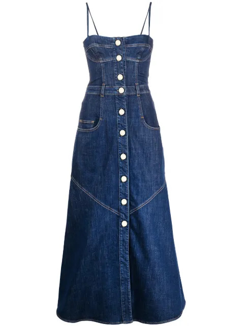 buttoned denim midi-dress | Farfetch (US)