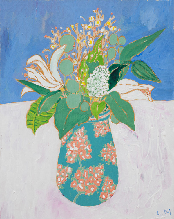 Easter Lily Bouquet on French Blue | Artfully Walls