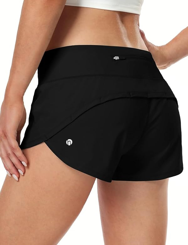 HeyNuts Focus Running Shorts for Women, Low Waisted Athletic Shorts Lined Workout Shorts with Zip... | Amazon (US)