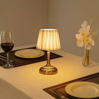 ALOA DECOR H 11 in. Glam Gold Small Cordless Table Lamp Touch Control w/3-Way Classic Dimmable Re... | The Home Depot