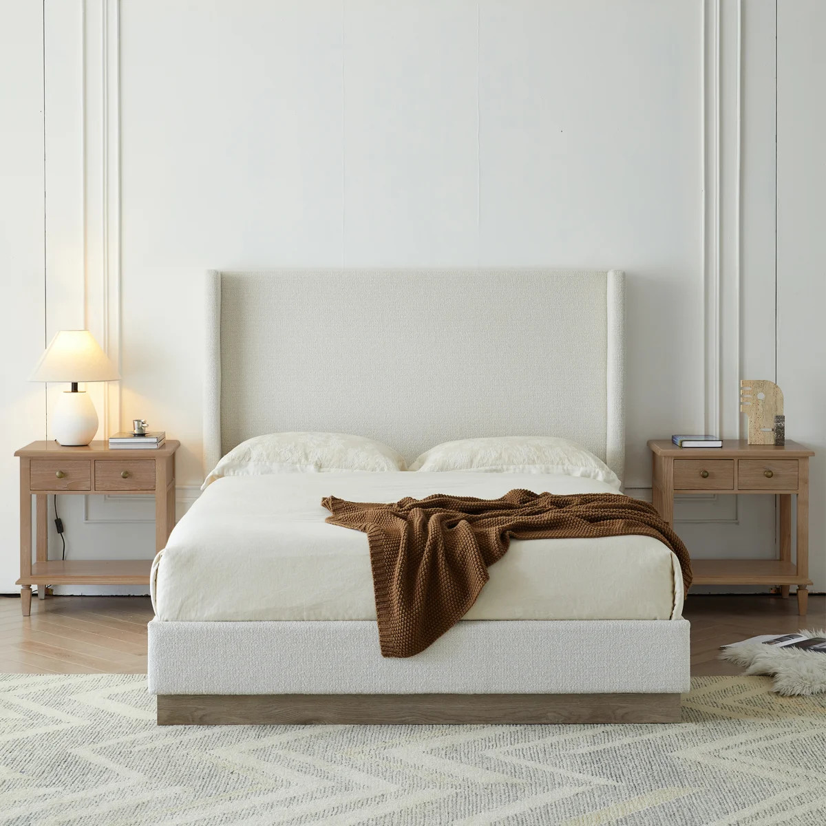 Hosford Upholstered Wingback Bed with Wood Base | Wayfair North America