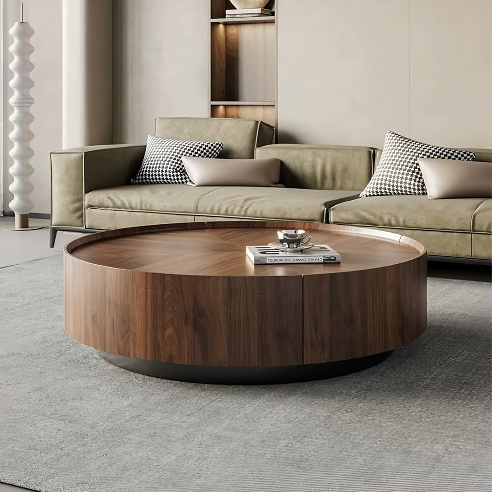 Luxury Solid Wood Coffee Table with Hidden Drawer, Fully Assembled Square Center Table for Living... | Amazon (US)