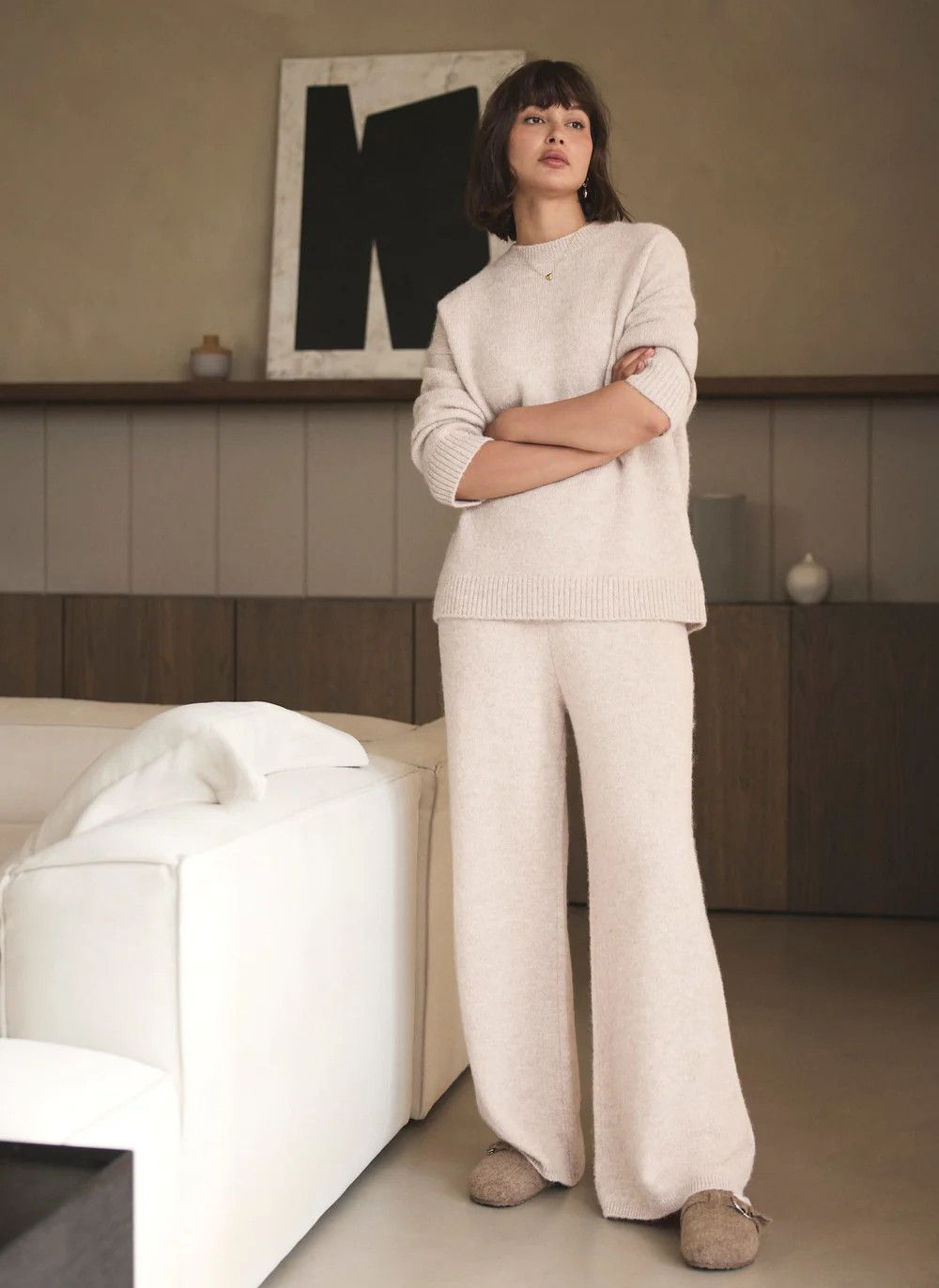 Neutral Wool Blend Longline Knit Jumper | Mint Velvet