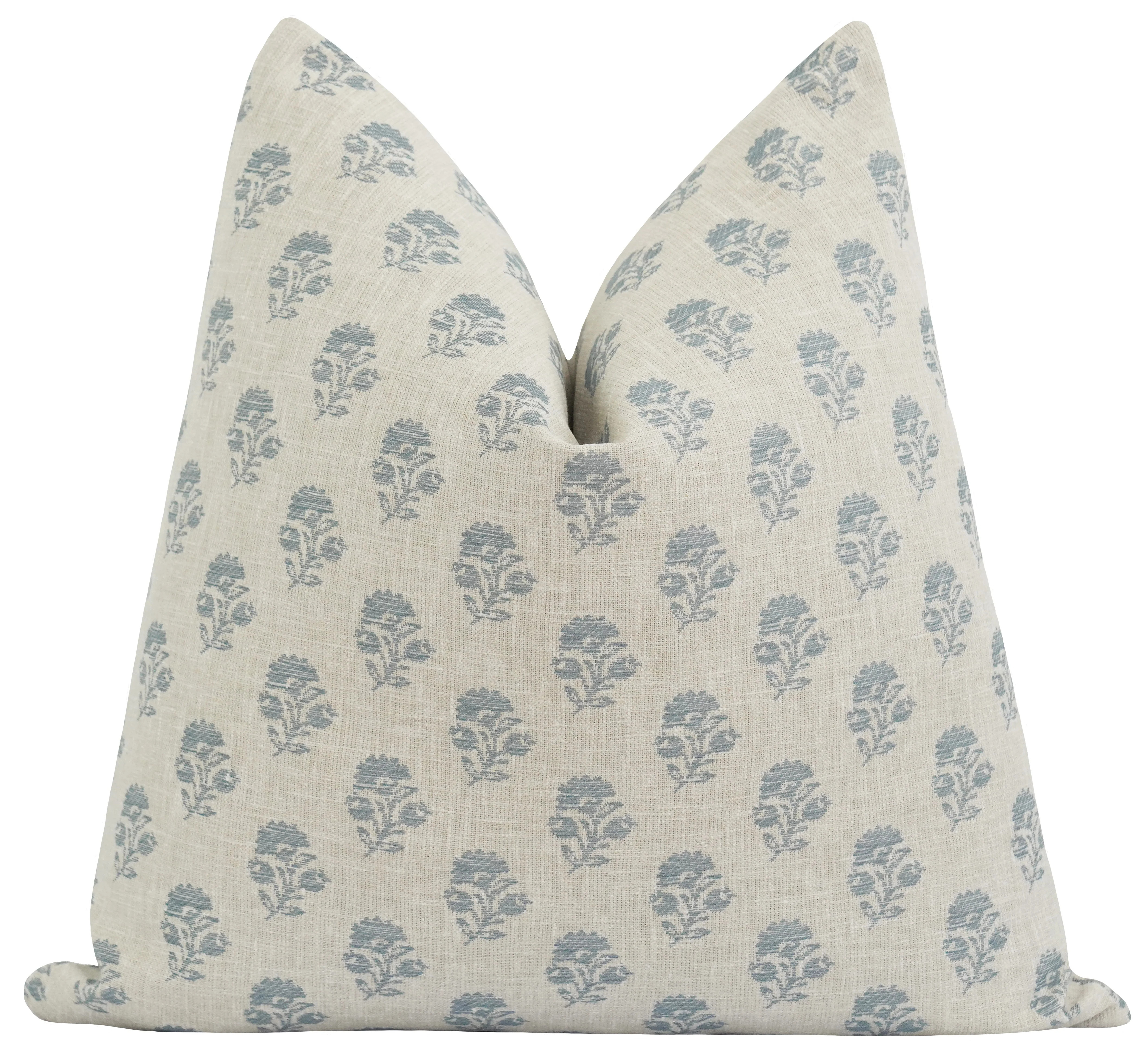 Foster Slate Floral Block Print Pillow | Land of Pillows