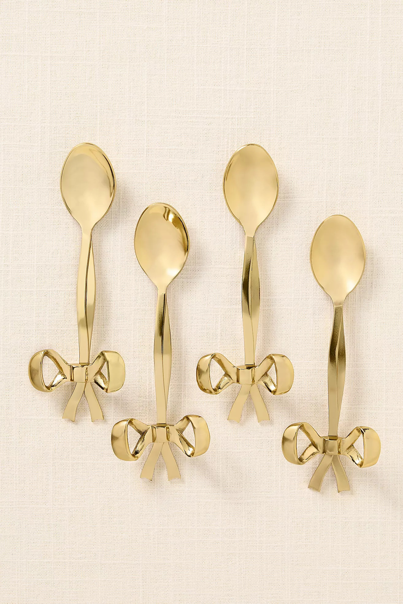 Benedita Stainless Steel Bow Teaspoons, Set of 4 | Anthropologie (US)