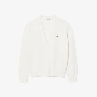 Women's V-Neck Moss Stitch Cotton Cardigan | Lacoste (US)