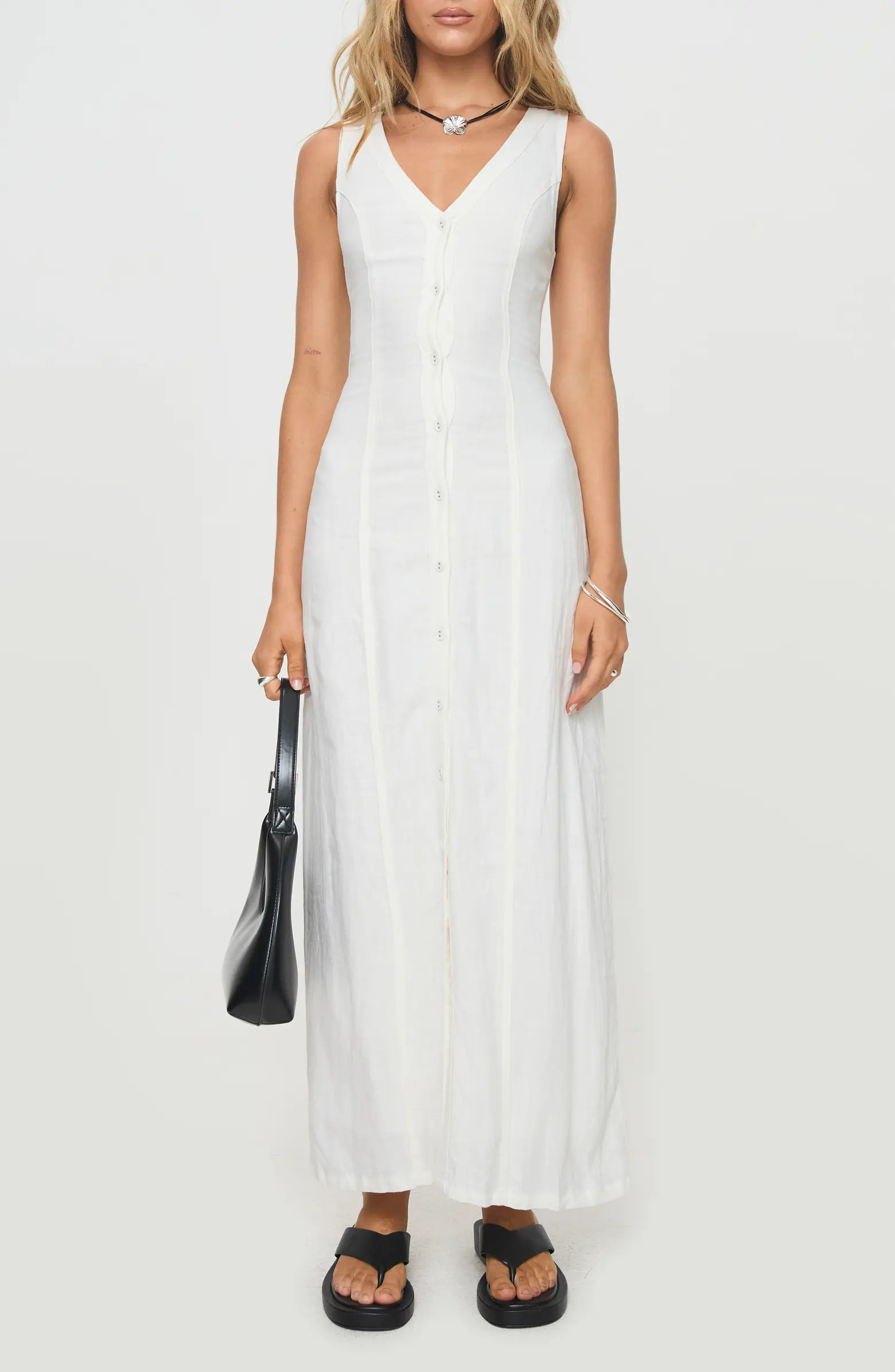 Princess Polly Button Front Linen Blend Maxi Dress | Nordstrom | Nordstrom