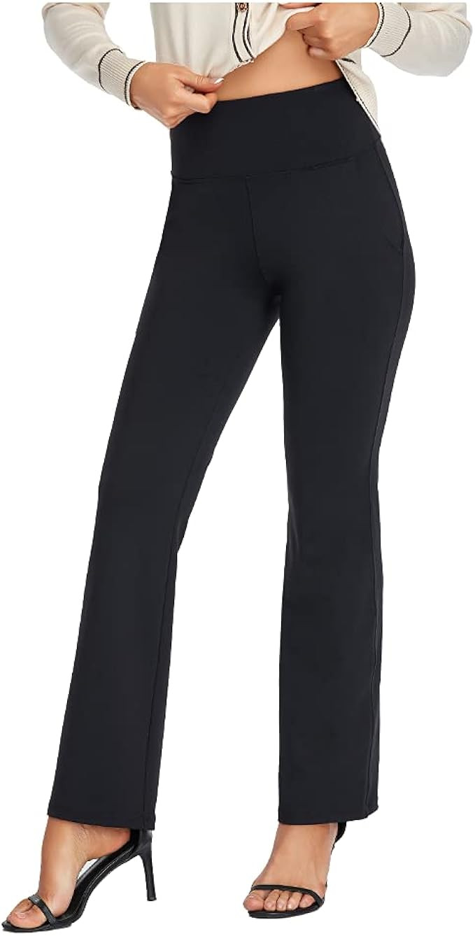 Agenlulu High Waisted Pants for Women - 4 Way Stretch Comfy Non See Through Bootcut Yoga Dress Pa... | Amazon (US)