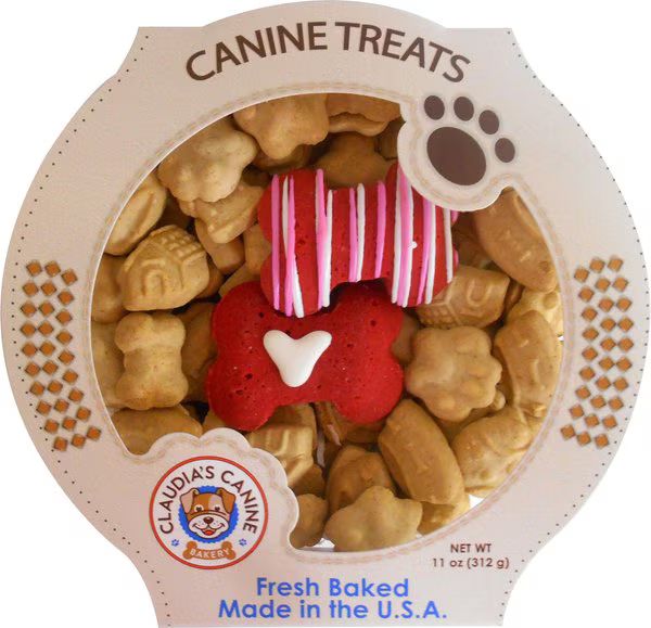 CLAUDIA'S CANINE BAKERY Valentine's Bones Baked Dog Treats, 11-oz tub - Chewy.com | Chewy.com