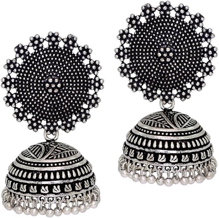 Jaipur Mart Oxidised Plated Jhumka Indian Unique Ethenic bollywood Earrings Jewellery | Amazon (US)