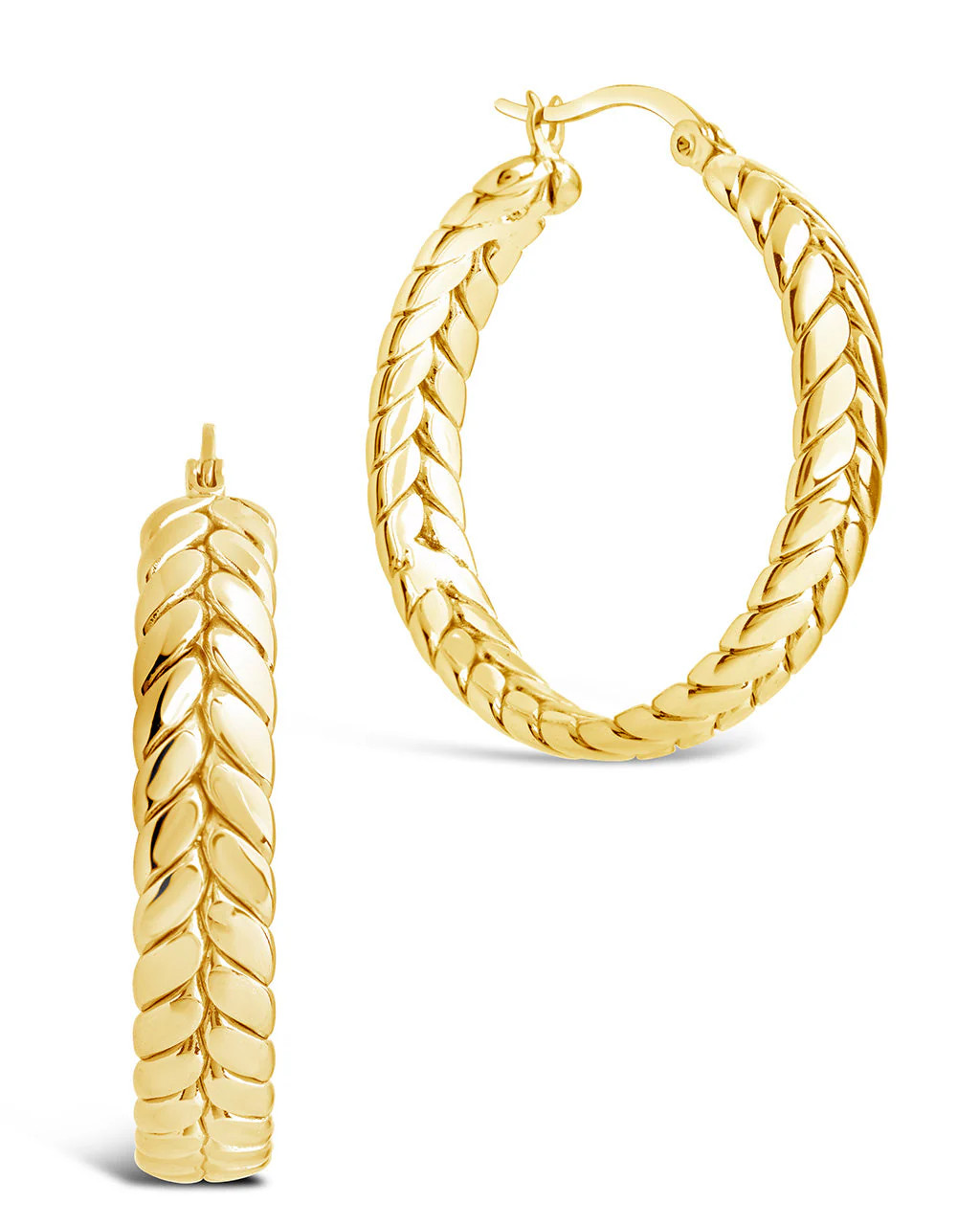 Double Row Herringbone Statement Hoop Earrings | Sterling Forever