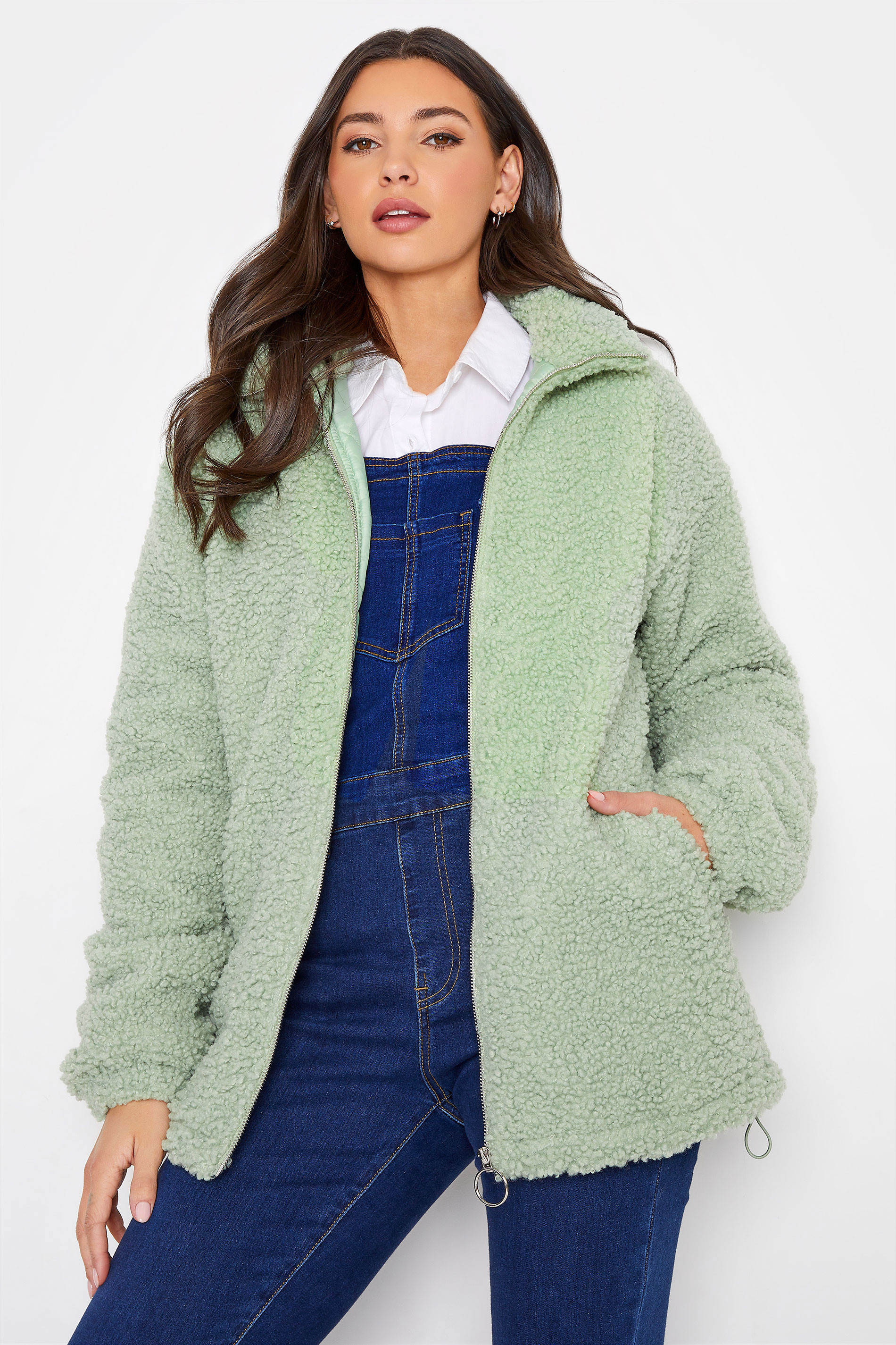 Tall Women's LTS Sage Green Teddy Jacket | Long Tall Sally | Long Tall Sally