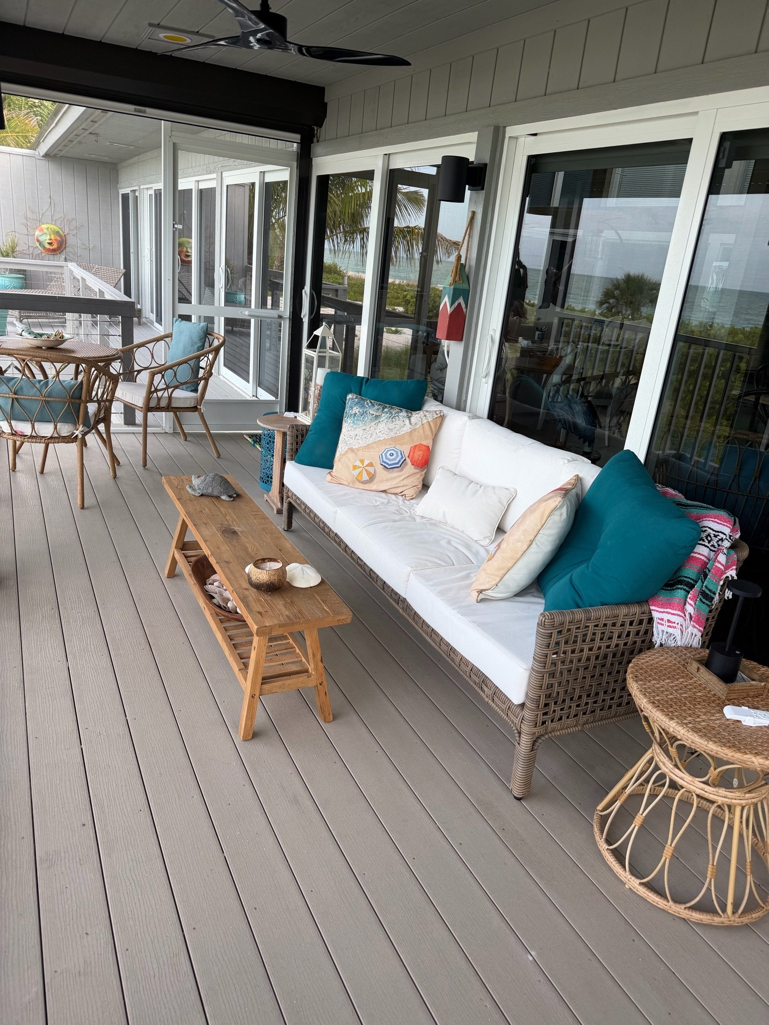 FRONTGATE outdoor furniture is worth the dollars. It lasts for years. Attractive, sturdy, comfortable, and more. This is the Seton set and it is on sale 
Bench turns coffee table works great on my long narrow space.

#LTKOver40 #LTKHome #LTKSaleAlert