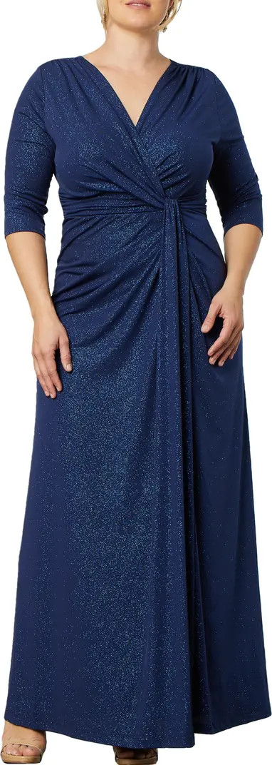 Kiyonna Romanced by Moonlight Glitter A-Line Jersey Gown | Nordstrom | Nordstrom