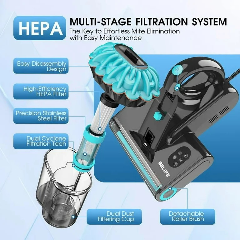 Belife M8 Mattress Vacuum Cleaner, Anti-allergen Dust Mite Bed Vacuum Cleaner with UV & Hot Air &... | Walmart (US)