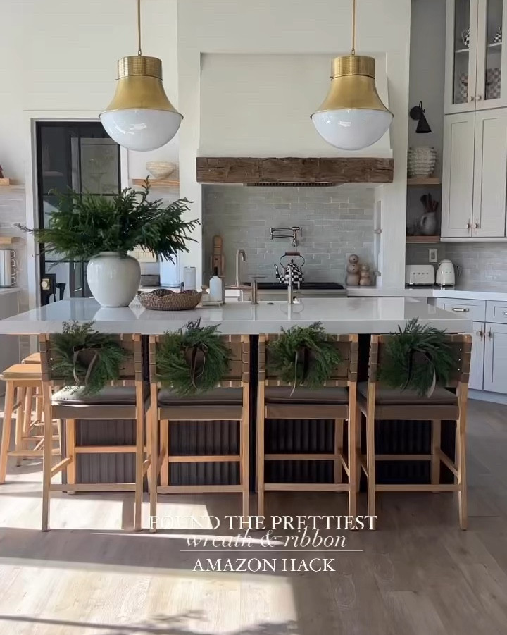 12” mixed wreath
Norfolk stems
Ceramic vase
Barstools
Pendant lights
Ribbons
Stems 
holiday arrangements 

#LTKHoliday #LTKFindsUnder50 #LTKFindsUnder100