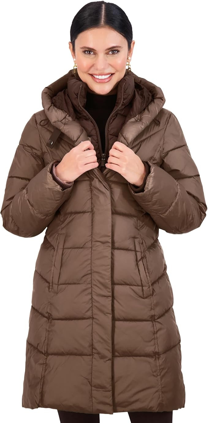 Jones NY Long Puffer Coat Women, Warm Long Coat Women Winter, Women's Coats | Amazon (US)