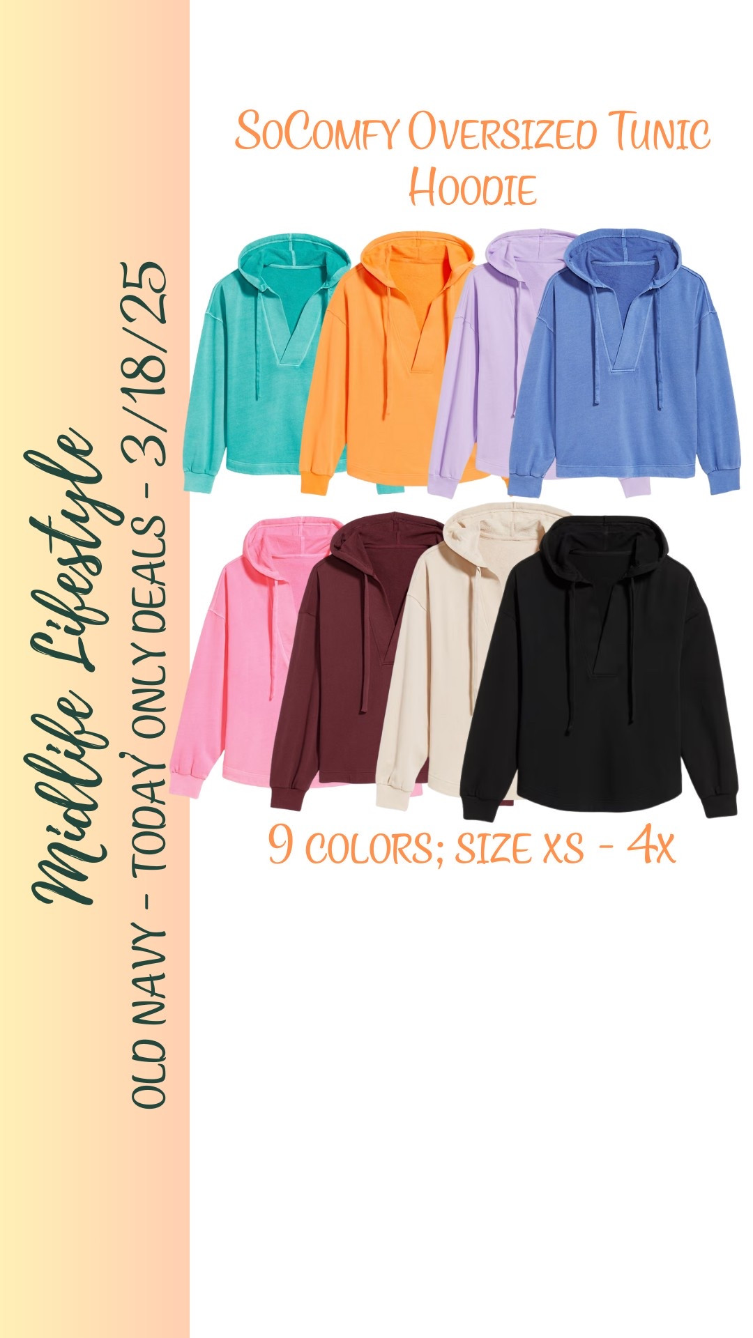 Cozy up in style! 🌟 

The Old Navy SoComfy Oversized Tunic Hoodie is on sale today for just $26.99! 

Perfect for layering or lounging, grab yours while it lasts! 

#OldNavy #SoComfy #Sale