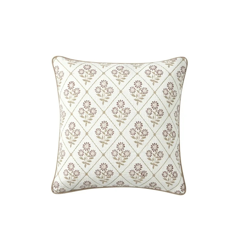 My Texas House 18" x 18" Camilia Dusty Mauve Floral Diamond Decorative Pillow Cover - Walmart.com | Walmart (US)