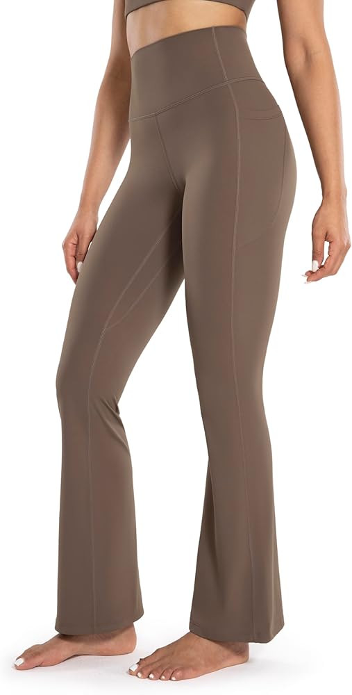 Women's Workout Flare Yoga Pants with Pockets High Waisted Bootcut Leggings Tummy Control 30'' | Amazon (US)