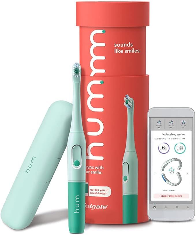 hum by Colgate Smart Battery Toothbrush Kit, Sonic Toothbrush with Travel Case (Teal) | Amazon (US)