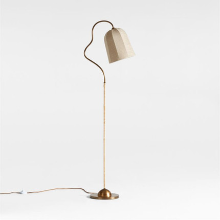 Allegra Rattan and Linen Task Floor Lamp by Jake Arnold | Crate & Barrel