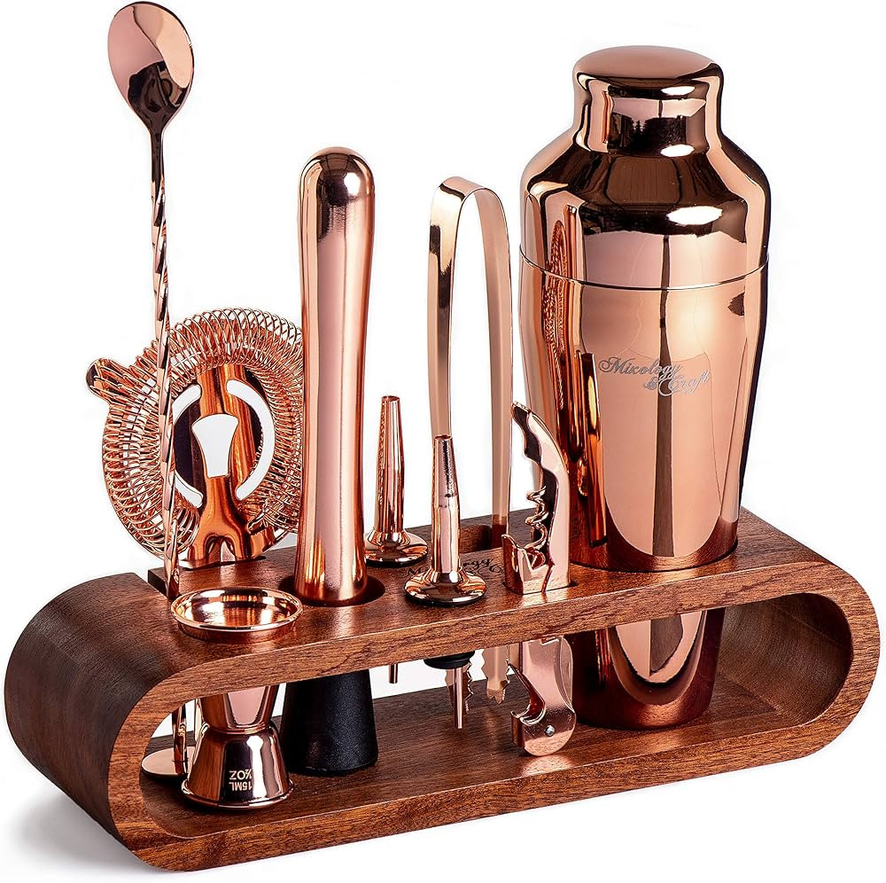 Mixology Bartender Kit: 10-Piece Bar Tool Set with Mahogany Stand | Perfect Home Bartending Kit a... | Amazon (US)