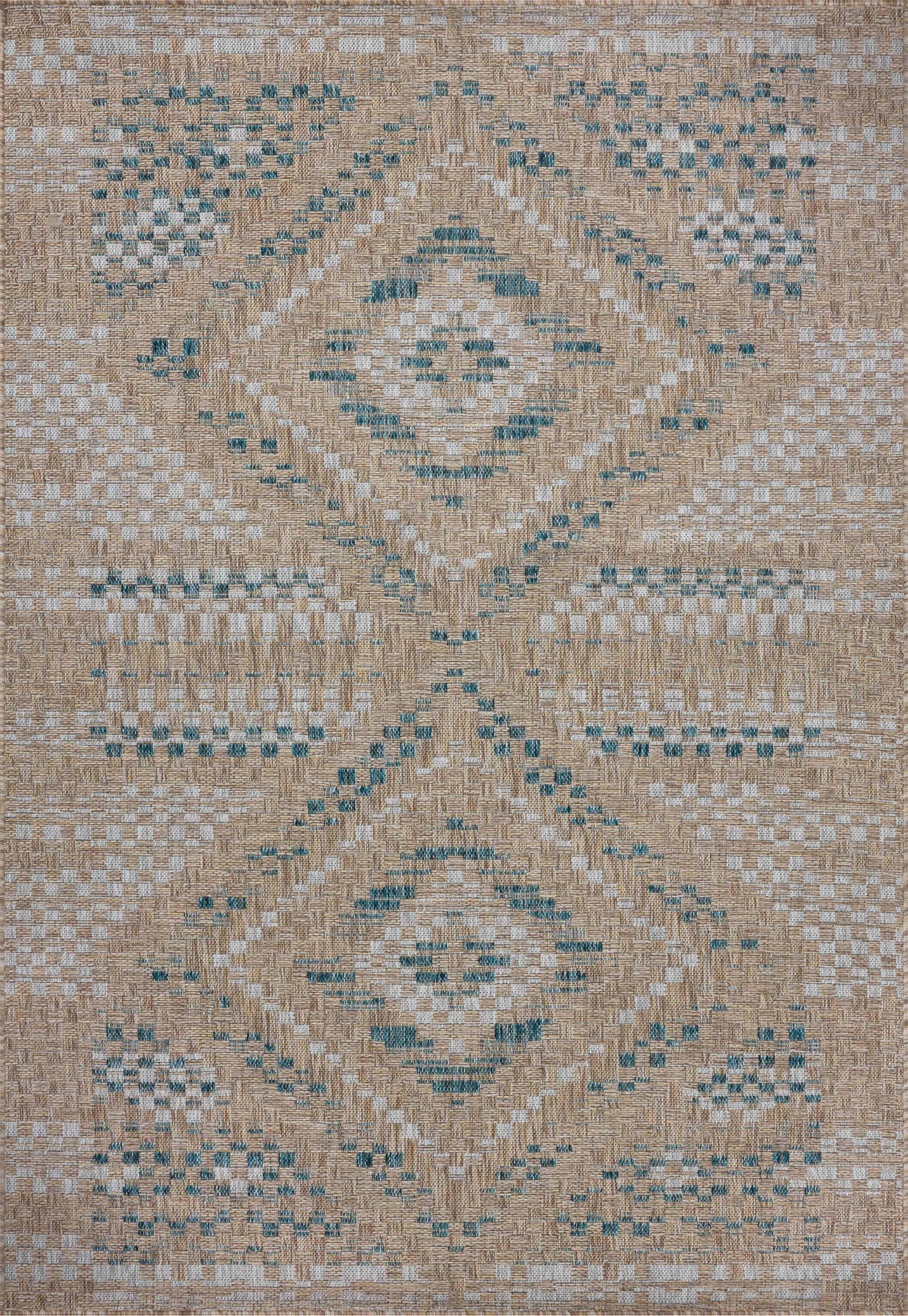 Amber Lewis x Loloi Indoor / Outdoor Topanga Natural / Aqua Area Rug | Wayfair North America