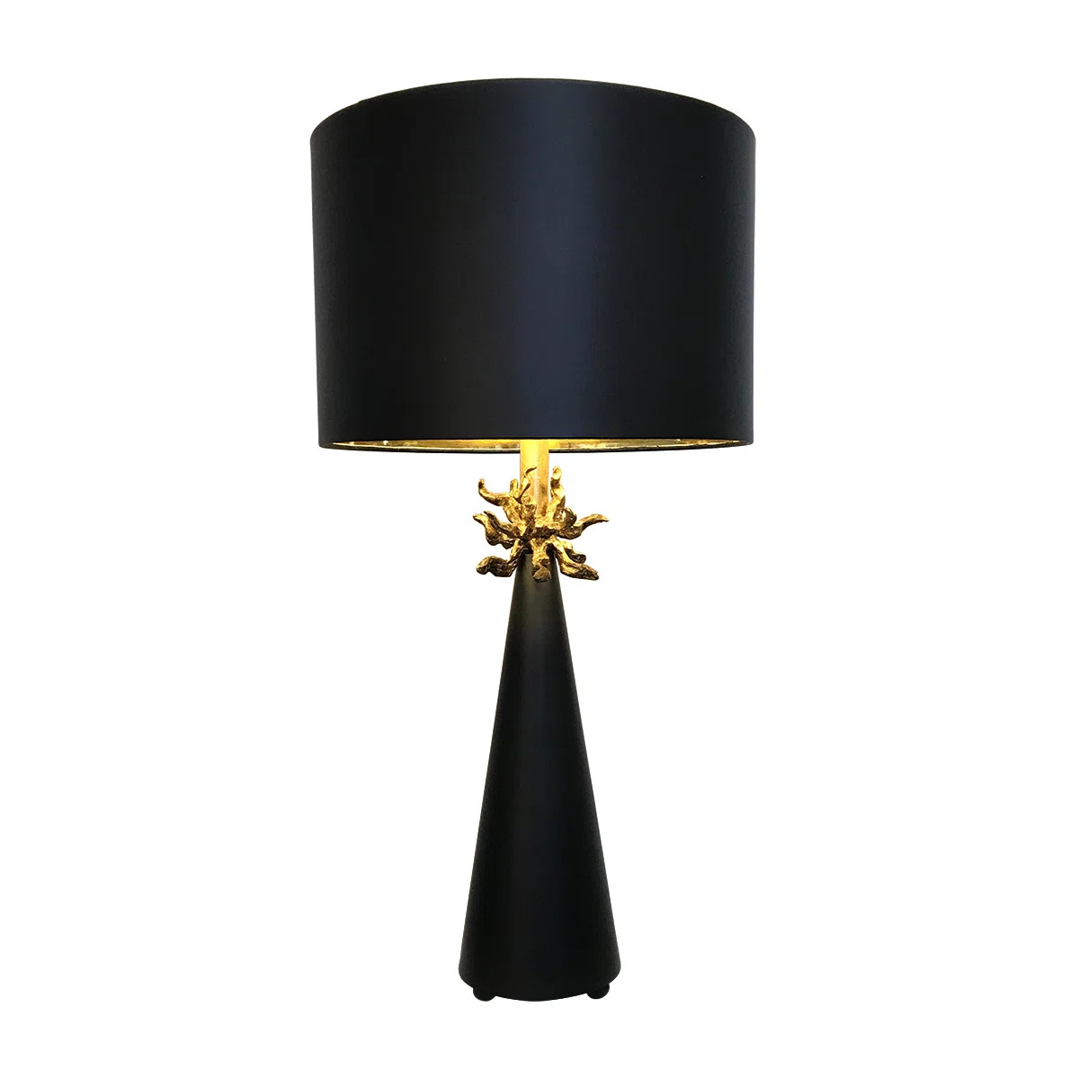 Harpreet Black Table Lamp with Distressed Gold Accents | Wayfair North America