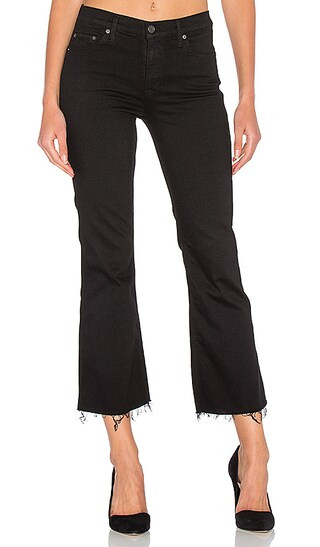 GRLFRND Joan Crop Flare Jean in Black Magic Woman | Revolve Clothing