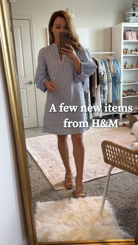 Mini H&am try on haul with vacation ready dresses and a casual basic striped cotton t-shirt. Wearing size XS in the seersucker dress, size small in the beige dress, and XS in the basic tee. #tryonhaul 

#LTKunder50 #LTKstyletip #LTKunder100