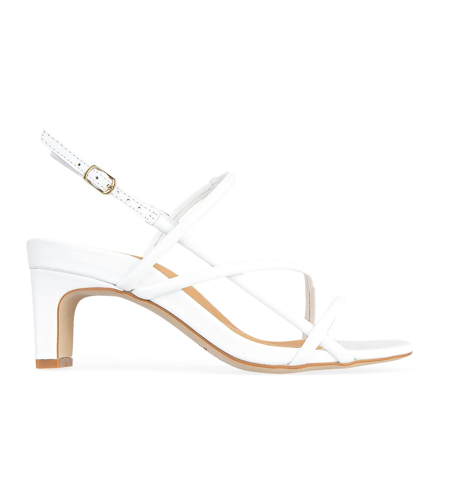 White Leather Low Heels | Bared Footwear