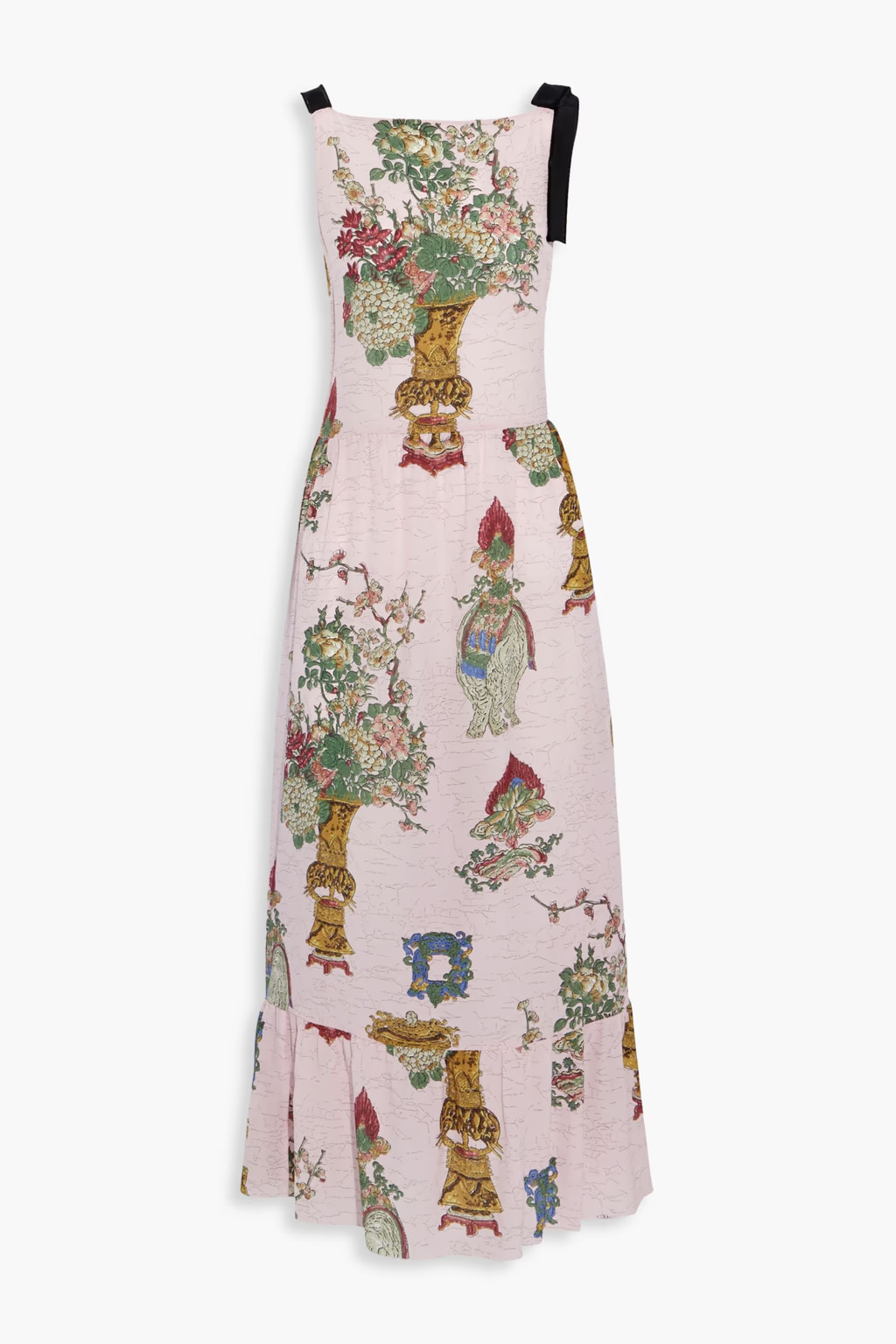 Bow-embellished printed silk crepe de chine maxi dress | The Outnet (US and CA)