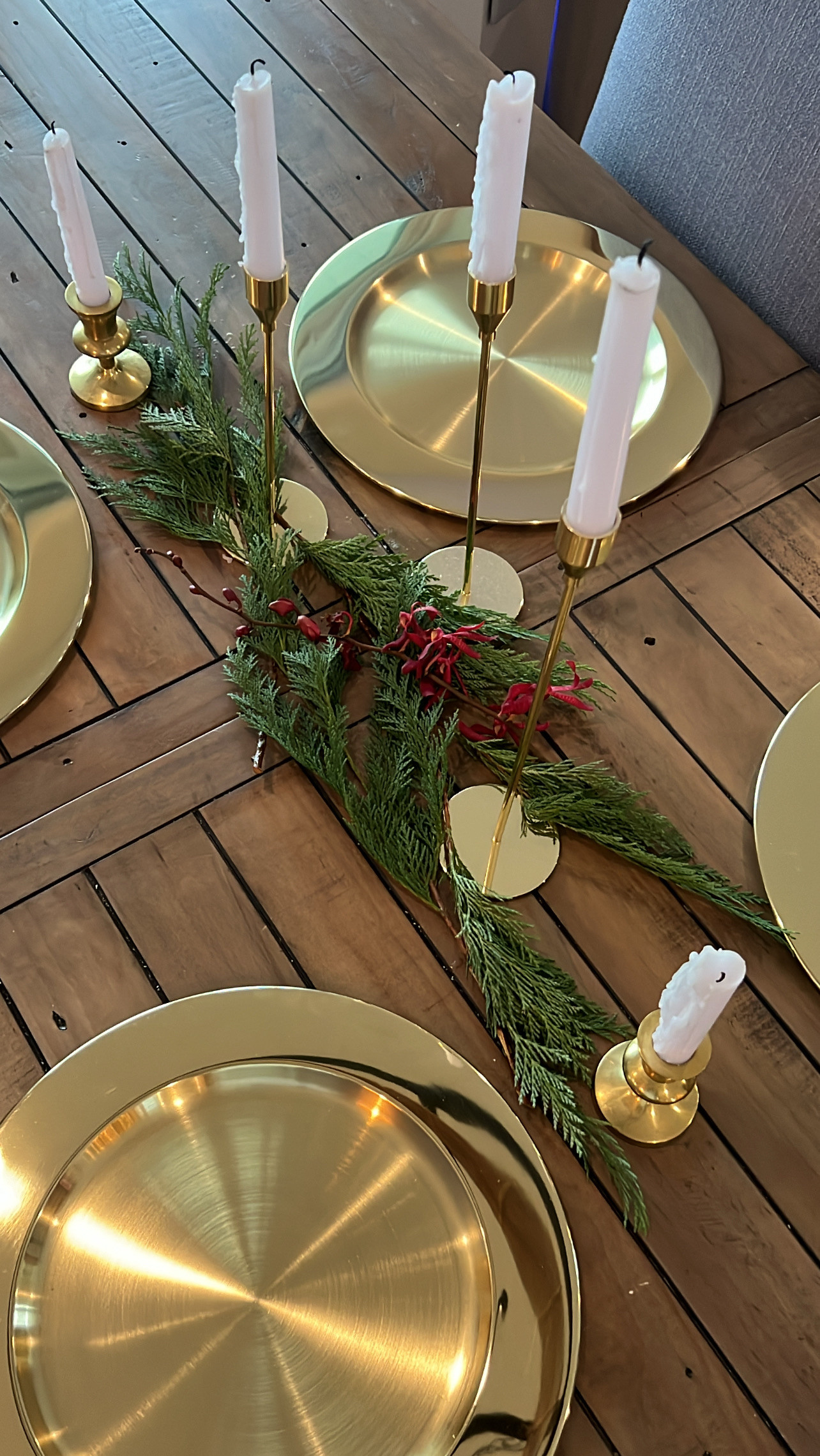 gold charging plates and taper candles are an easy and festive tables cape and centerpiece ideas for the holidays. perfect for elevating holiday hosting and holiday dinner parties 

 #LTKHoliday #LTKSeasonal #LTKHome