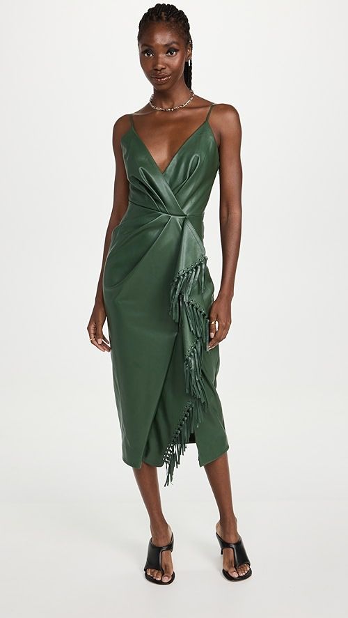 Jonathan Simkhai Carlee Vegan Leather Fringe Midi Dress | SHOPBOP | Shopbop