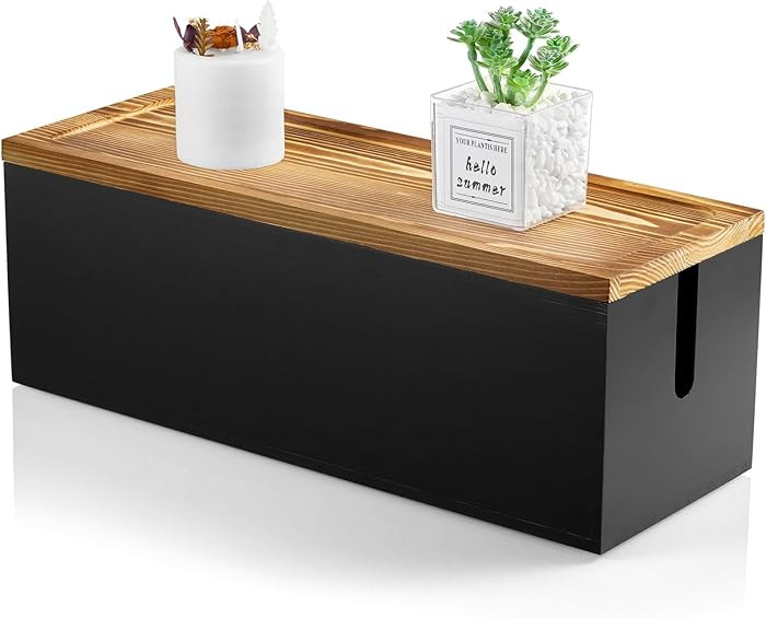 Bivvclaz Large Cable Management Box, Wooden Cord Organizer Box for Desk, Floor, Office to Hide Ex... | Amazon (US)