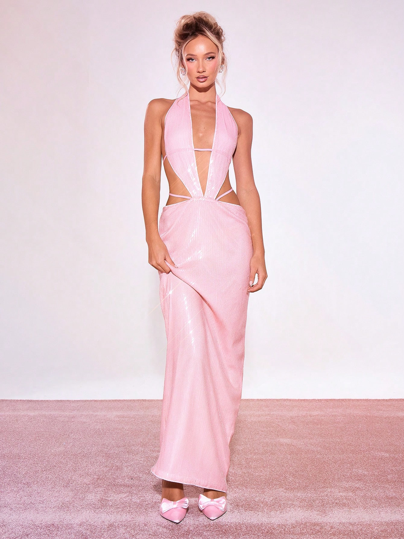 MUSERA Sexy Sequin Cut Out Front Maxi Dress for Sale Australia| New Collection Online| SHEIN Aust... | SHEIN