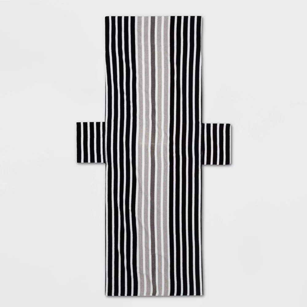 Pocket Lounge Striped Chair Towel Black/White - Sun Squad | Target
