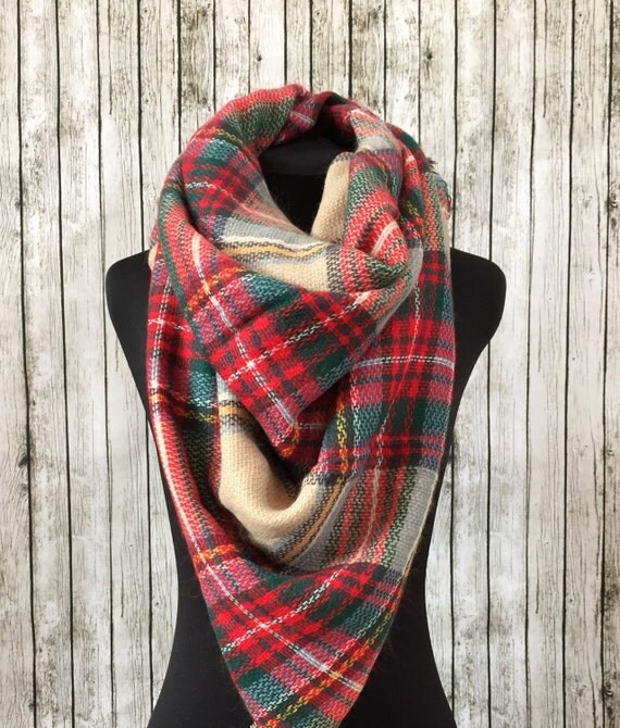 Plaid cashmere blanket scarf shawl pashmina | Etsy (US)