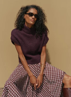 Burgundy High Neck Knit Top | Mint Velvet