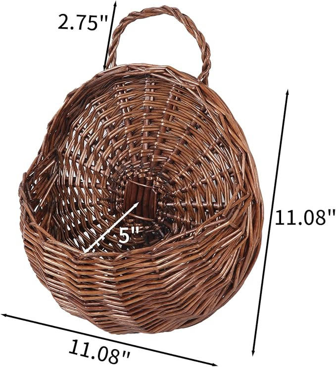 JJSQ Handmade Woven Wicker Hanging Storage Basket, Wall Decorations for Home Garden Wedding, Brow... | Amazon (US)