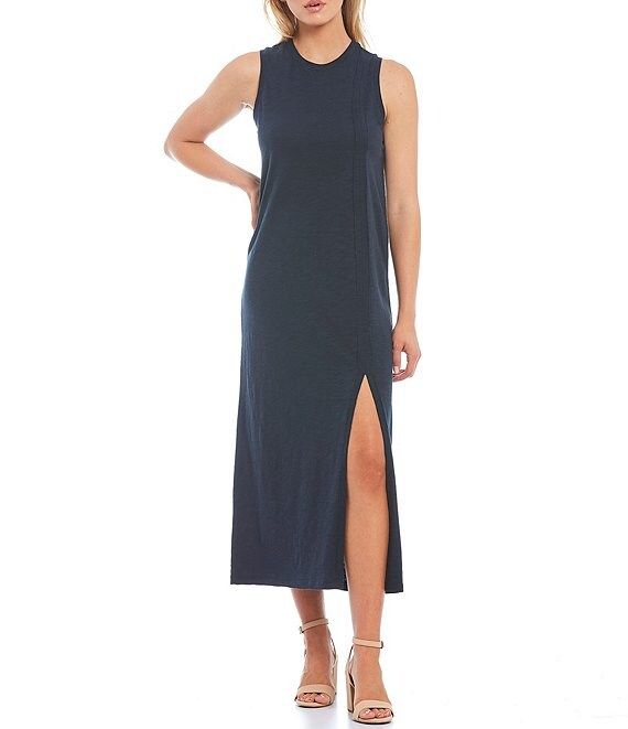Kim Knit Crew Neck Sleeveless Front Slit Midi Dress | Dillards