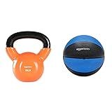 Amazon Basics Vinyl Kettlebell - 20 Pounds, Orange & Workout Fitness Exercise Weighted Medicine Ball | Amazon (US)